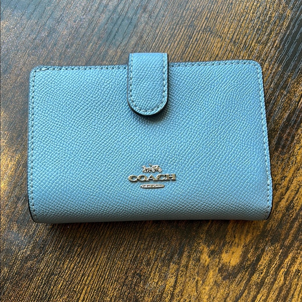 Coach Blue Compact Leather Wallet